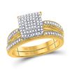 Image 1 : Round Diamond Bridal Wedding Ring Band Set 1/3 Cttw 10kt Yellow Gold - REF-27W9K