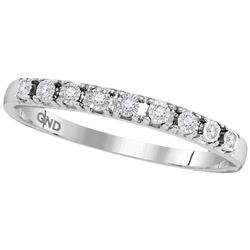 Womens Round Diamond Illusion-set Band 1/20 Cttw 10kt White Gold - REF-10F9W