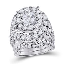 Princess Diamond Bridal Wedding Ring Band Set 5-5/8 Cttw 14kt White Gold - REF-483M5H