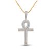 Image 1 : Mens Round Diamond Ankh Cross Charm Pendant 2-1/5 Cttw 10kt Yellow Gold - REF-109M5H