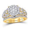 Image 1 : Round Diamond Bridal Wedding Ring Band Set 1 Cttw 14kt Yellow Gold - REF-98F5W