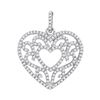 Image 1 : Womens Round Diamond Curl Heart Pendant 1/2 Cttw 10kt White Gold - REF-21R5X