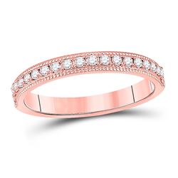 Womens Round Diamond Single Row Band Ring 1/4 Cttw 14kt Rose Gold - REF-21H5R