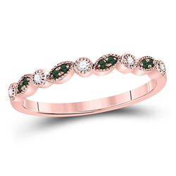 Womens Round Emerald Diamond Stackable Band Ring 1/10 Cttw 10kt Rose Gold - REF-9N5F