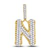 Image 1 : Mens Round Diamond N Letter Charm Pendant 1-1/2 Cttw 10kt Yellow Gold - REF-82F9W