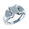 Image 1 : Womens Round Diamond Heart Rectangle Cluster Ring 1/5 Cttw 10kt White Gold - REF-25Y9N