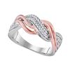 Image 1 : Womens Round Diamond Twist Crossover Band Ring 1/6 Cttw 10kt Two-tone Gold - REF-19M9H