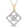 Image 1 : Womens Round Diamond Square Butterfly Pendant 1/4 Cttw 10kt Yellow Gold - REF-13H9R