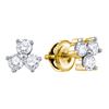 Image 1 : Womens Round Diamond 3-stone Earrings 3/4 Cttw 14kt Yellow Gold - REF-54M5H