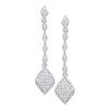 Image 1 : Womens Round Diamond Cluster Drop Dangle Earrings 1/4 Cttw 10kt White Gold - REF-21R5X