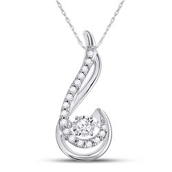 Womens Round Moving Diamond Fashion Pendant 1/5 Cttw 10kt White Gold - REF-17N5F