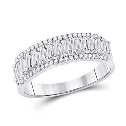 Womens Baguette Diamond Anniversary Band Ring 1/2 Cttw 14kt White Gold - REF-49F9W