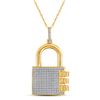 Image 1 : Mens Round Diamond Combination Lock Charm Pendant 3/4 Cttw 10kt Yellow Gold - REF-63A9M