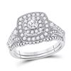 Image 1 : Round Diamond Bridal Wedding Ring Band Set 1 Cttw 14kt White Gold - REF-107M9H