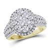 Image 1 : Womens Round Diamond Oval Cluster Ring 1-3/4 Cttw 14kt Yellow Gold - REF-126X9A