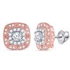 Image 1 : Womens Round Diamond Square Halo Earrings 1/2 Cttw 14kt Two-tone Gold - REF-41X9A