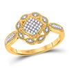 Image 1 : Womens Round Diamond Octagon Cluster Ring 1/8 Cttw 10kt Yellow Gold - REF-14N9F