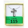 Image 1 : .925 Sterling Silver Diamond 2 Tone Cross Necklace