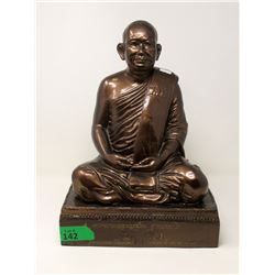 Metal Buddhist Monk Statue - 10" x 10" x 15" tall