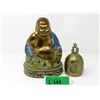 Image 1 : Asian Brass Bell and Cloisonné Buddha