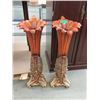 Image 1 : Pair of 30" Tall Ornate Wood Floor Vases