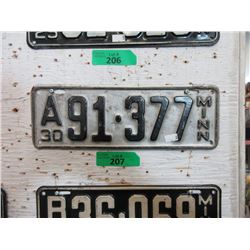 Rare USA 1930 Minnesota License Plate