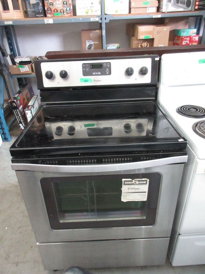 Black Whirlpool Smooth Top Electric Stove