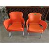 Image 1 : 3 Orange Stacking Chairs