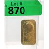 Image 1 : 1/2 Oz.  Pure Gold Rare 1979 Johnson Matthey Bar