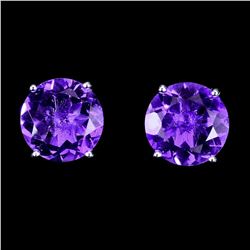 Natural Unheated Round Amethyst 10 MM Earrings