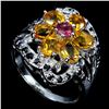 Image 1 : Natural Rhodolite Citrine & Sapphire Ring