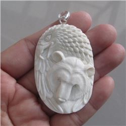 Hand Carved Bear & Eagle Pendant