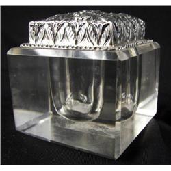 Crystal Inkwell Sterling Repousse Lid