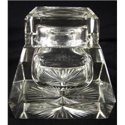 Antique Polished Crystal Inkwell