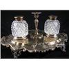 Image 1 : Antique Crystal Inkwells on Silver Stand