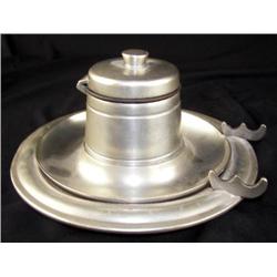 Pewter Inkwell with Pen Rests