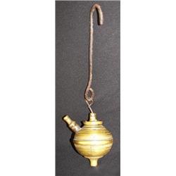 Brass Spherical Hanging Whale Oil Lamp