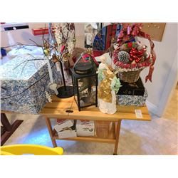 Wood rolling cart & contents