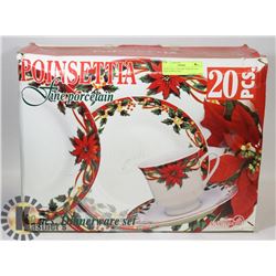 20 PCE SET “ANCAM” POINSETTIA FINE PORCELAIN.