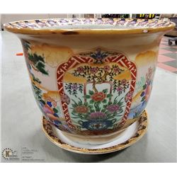 ASIAN THEMED CERAMIC/STONEWARE PLANTER