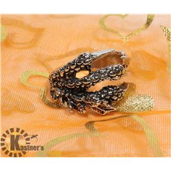 MENS HEAVY SILVERSTEEL DRAGON CLAW BIKER RING