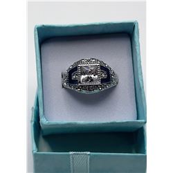 8)  ART DECO STYLED LAB CREATED WHITE TOPAZ