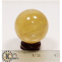 #97-YELLOW CITRINE SPHERE BALL 40.4mm + STAND