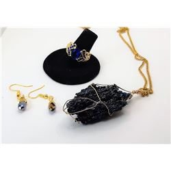 10)  GOLD TONE AND WIRE WRAPPED NATURAL