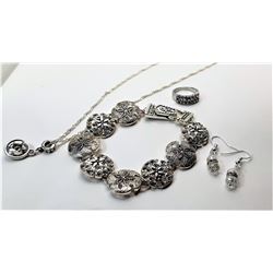 9)  SILVER TONE AND CLEAR CZ AND SWAROVSKI