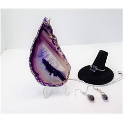 13)  SILVER TONE SETTINGS, PURPLE DRUZY