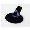 Image 1 : 8)  SAPPHIRE BLUE AND CLEAR CZ HALO STYLE