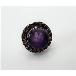 6)  AMETHYST AND 925 STAMPED SILVER RING