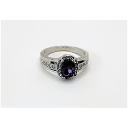 5)  SILVER TONE PURPLE AND CLEAR CZ