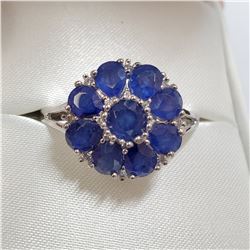 RHODIUM PLATED ST.SILVER SAPPHIRE(5CT)  RING